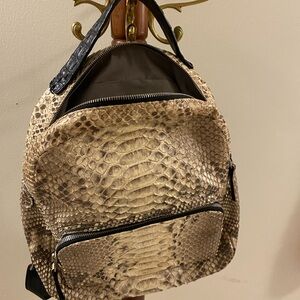 Stylish Real  Python Fashion Backpack with Crocodile Trim